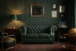 Sofa skórzana dwuosobowa MANCHESTER - zielona - aranżacja