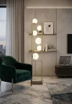 Lampa podłogowa wewnętrzna BUBLE szczotkowane złoto - 6x10W LED E27 220-240V AC IP20 - MILOOX - aranżacja