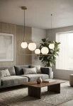Lampa wisząca wewnętrzna BUBLE szczotkowane złoto - 5x20W LED E27 220-240V AC IP20 - MILOOX - aranżacja