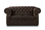 Sofa skórzana dwuosobowa MANCHESTER - brązowa