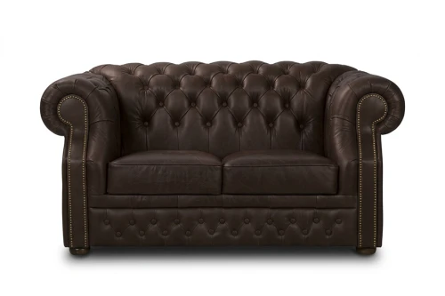 Sofa skórzana dwuosobowa MANCHESTER - brązowa