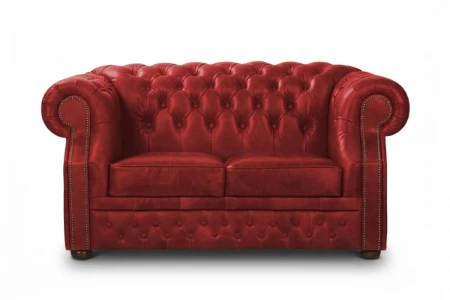 Sofa skórzana dwuosobowa  MANCHESTER - czerwona