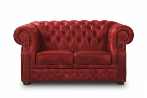 Sofa skórzana dwuosobowa MANCHESTER - czerwona