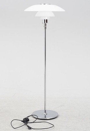 Lampa podłogowa szklana PH 4½-3½ chromowana na wysoki połysk - 100W, E27, IP20 - LOUIS POULSEN