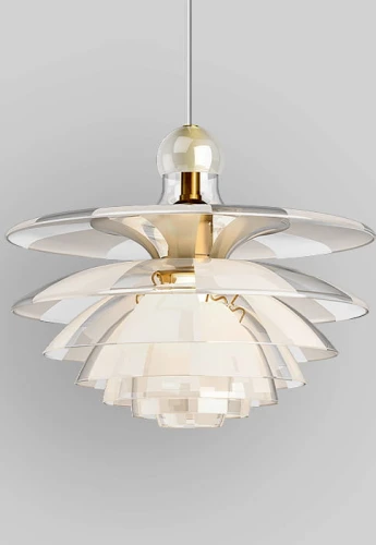 Lampa wisząca PH SEPTIMA clear and matt glass-brass - 28W, E27 - LOUIS POULSEN