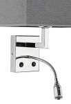 Kinkiet regulowany z włącznikiem HOTEL LED szary - 1x25W LED, 1x2.2W LED, 220-230V, 4000K, IP20