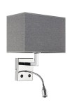 Kinkiet regulowany z włącznikiem HOTEL LED szary - 1x25W LED, 1x2.2W LED, 220-230V, 4000K, IP20