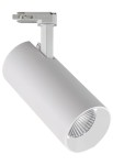 Oprawa oświetleniowa szynowa LED COB cylindryczna - 220-240V, 40W, 3000K, 3600lm, adapter 3-fazowy, 36°, IP20, biała