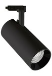 Oprawa oświetleniowa szynowa LED COB cylindryczna - 220-240V, 40W, 3000K, 3600lm, adapter 3-fazowy, 36°, IP20, czarny