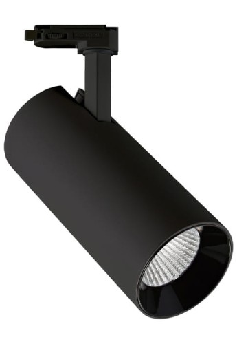Oprawa oświetleniowa szynowa LED COB cylindryczna - 220-240V, 40W, 4000K, 4422lm, adapter 3-fazowy, 36°, IP20, czarny