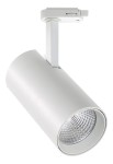 Oprawa oświetleniowa szynowa LED COB cylindryczna - 220-240V, 30W, 3000K, 2700lm, adapter 3-fazowy, 12°, IP20, biała
