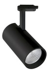 Oprawa oświetleniowa szynowa LED COB cylindryczna - 220-240V, 30W, 3000K, 3012lm, adapter 3-fazowy, 12°, IP20, czarny