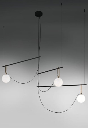 Lampa sufitowa wisząca NH S3 14 czarny-mosiądz - 15W, 1134lm, IP20 - ARTEMIDE