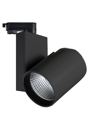 Oprawa oświetleniowa szynowa cylindryczna LED COB cylindryczna - 220-240V, 30W, 4000K, 2802lm, adapter 3-fazowy, 36°, IP20, czarny