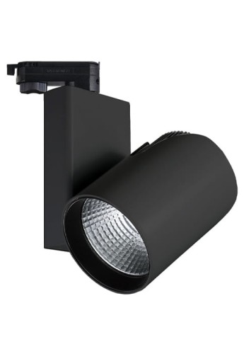 Oprawa oświetleniowa szynowa cylindryczna LED COB cylindryczna - 220-240V, 30W, 4000K, 2802lm, adapter 3-fazowy, 36°, IP20, czarny