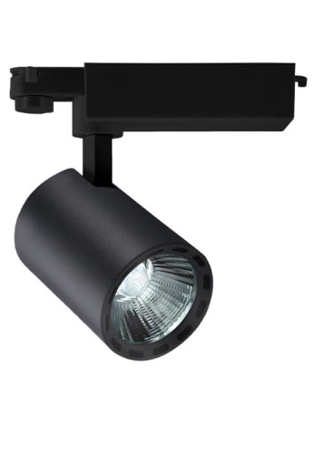 Oprawa oświetleniowa szynowa cylindryczna LED COB - 220-240V, 30W, 3000K, 2100lm, adapter 3-fazowy, 24°, IP20, czarna