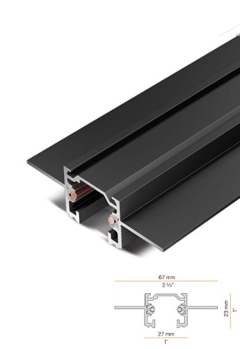 Szynoprzewód do montażu do zabudowy w suficie lub ścianie do wnętrz SOHO IN - 48V, 15A, IP20, 2000 mm, black - PANZERI