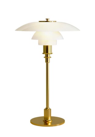 Lampa stołowa PH 3/2 mosiądz metalizowany - 40W, E14, IP20 - LOUIS POULSEN 