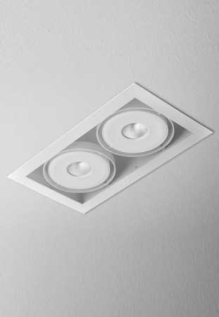 Oprawa sufitowa wewnętrzna wpuszczana SQUARES 111x2 QRLED L927 38° biały - 12W, 2700K, CRI>90, ON/OFF, IP20 - AQFORM 
