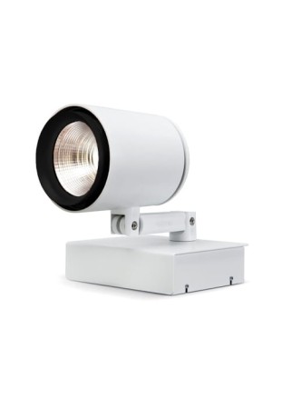 Oprawa oświetleniowa led ścienno-sufitowa MUSEO COMPACT matt white - 26W, 3000K, CRI85, ON/OFF, IP20, medium 30°, pierścień ozdobny - matt black - EXENIA 