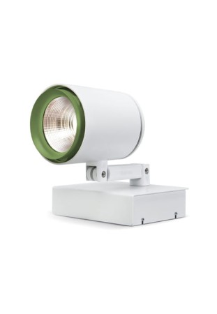 Oprawa oświetleniowa led ścienno-sufitowa MUSEO COMPACT matt white - 26W, 3000K, CRI85, ON/OFF, IP20, medium 30°, pierścień ozdobny - green spring - EXENIA 