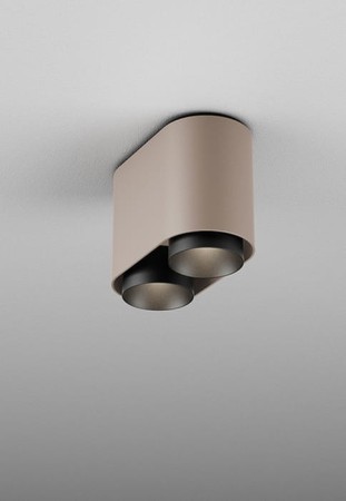 Oprawa sufitowa natynkowa wewnętrzna VYRO x2 round LED 230V M930 27° Phase-Control taupe - 16W, 3000K, CRI>90, IP20 - AQFORM 