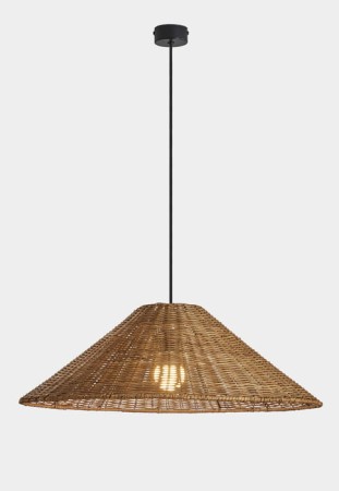 Lampa wisząca wewnętrzna CARIBE czarny-naturalny rattan - Ø600 15W E27 722lm - LEDS C4 