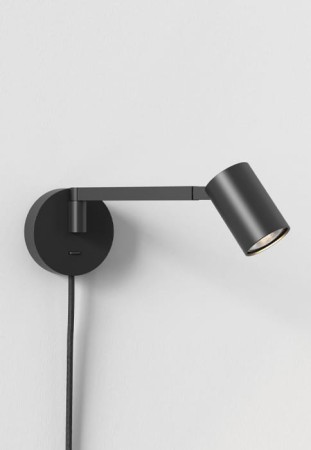 Oprawa oświetleniowa ścienna wewnętrzna ASCOLI SWING PLUG-IN matowy czarny - 6W Max LED GU10 IP20 - ASTRO 