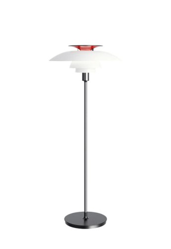 Lampa podłogowa PH 80 - 70W E27, IP20 biały opalowy akryl chromowany o wysokim połysku - LOUIS POULSEN
