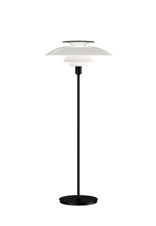 Lampa podłogowa PH 80 - 70W E27, IP20 biały opalowy akryl-czarny - LOUIS POULSEN