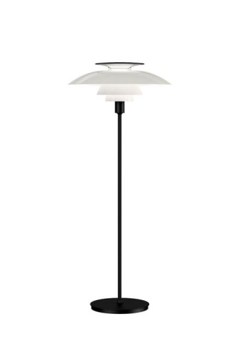 Lampa podłogowa PH 80 - 70W E27, IP20 biały opalowy akryl-czarny - LOUIS POULSEN