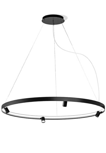 Lampa sufitowa wisząca ARENA black - LED 129W 2700K Ra>90 9675lm 220-240V AC dimmable (DALI/Push DIM) ⌀150 cm - PANZERI