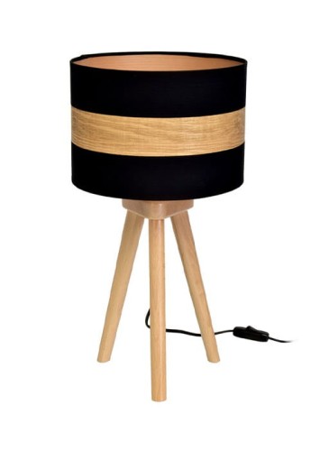 Lampa stołowa TERRA czerń-naturalne drewno - E27 60W 230V IP20