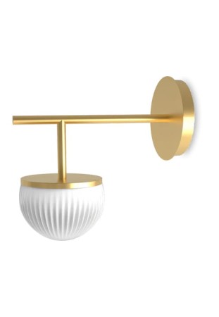 Lampa ścienna wewnętrzna z złotą podstawą i opalowe-białe szkło ROI SINGLE - G9 220-240V IP20 - ROBIN 