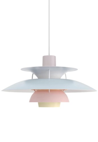 Lampa wisząca wewnętrzna HP 5 pastelowo, ostrygowo-niebiesko różany - 75W E27 IP20 - LOUIS POULSEN