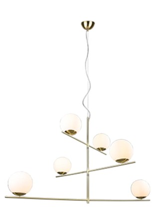 Lampa wisząca wewnętrzna PURE matowy mosiądz - 6x E14 max. 28W 230V~50Hz IP20 