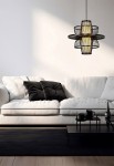Lampa wisząca ASTRA rattanowa czarna - E27 15W 220-240V IP20