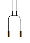 Lampa wisząca z mosiężnymi kloszami VAI 2 czarna - GU10 2x4W LED 220-230V IP20