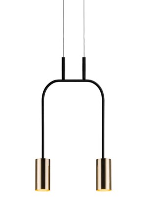 Lampa wisząca z mosiężnymi kloszami VAI 2 czarna - GU10 2x4W LED 220-230V IP20