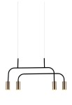 Lampa wisząca z mosiężnymi kloszami VAI 4 czarna - GU10 4x4W LED 220-230V IP20