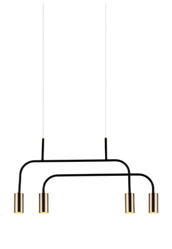 Lampa wisząca z mosiężnymi kloszami VAI 4 czarna - GU10 4x4W LED 220-230V IP20