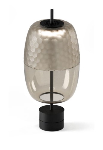 Lampa stołowa ADAMAS mat black-smoke grey crystal glass - LED 9W 2700K Ra>90 624lm 220-240V AC dimmable Push DIM 33cm - PANZERI (