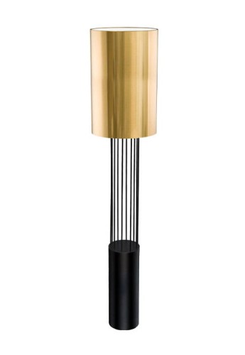Lampa podłogowa czarna z mosiężnym abażurem IHI - LED E27 20W 220-230V IP20