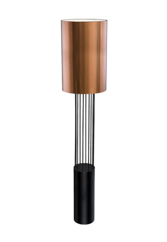 Lampa podłogowa czarna z miedzianym abażurem IHI - LED E27 20W 220-230V IP20