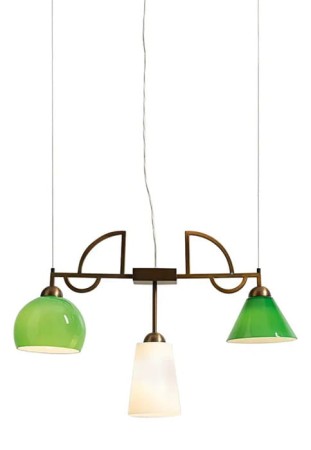 Lampa wisząca MYA mleczno-biało-zielone szkło - 3x10W E14 220-240VI P20 - MM Lampadari