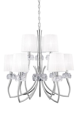 Lampa wisząca LOEWE polerowany chrom-białe klosze - 9xE14 13W 220–240V IP20 - MANTRA
