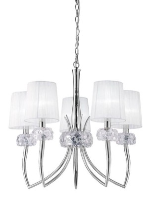 Lampa wisząca LOEWE polerowany chrom-białe klosze - 5xE14 13W 220–240V IP20 - MANTRA