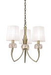 Lampa wisząca LOEWE antyczny mosiądz-białe klosze - 3xE14 13W 220–240V IP20 - MANTRA