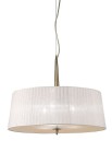 Lampa wisząca LOEWE SINGLE antyczny mosiądz-biały klosz - 3xE14 13W 220–240V IP20 - MANTRA