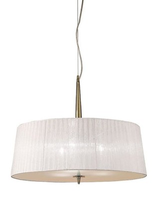Lampa wisząca LOEWE SINGLE antyczny mosiądz-biały klosz - 3xE14 13W 220–240V IP20 - MANTRA